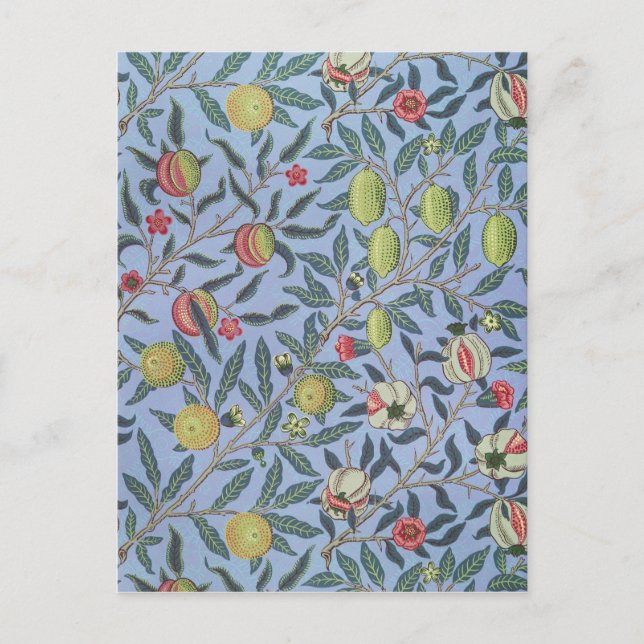 William Morris Fruit Pomegranate Blue Ornament Vykort (Framsida)