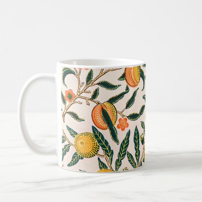 William Morris Fruit Pomegranate White Ornament Kaffemugg (Vänster)