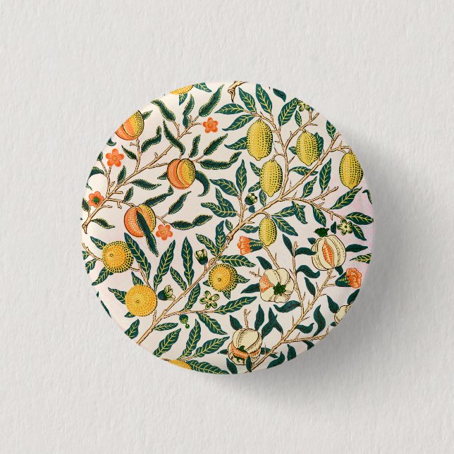 William Morris Fruit Pomegranate White Ornament Knapp (Framsida)