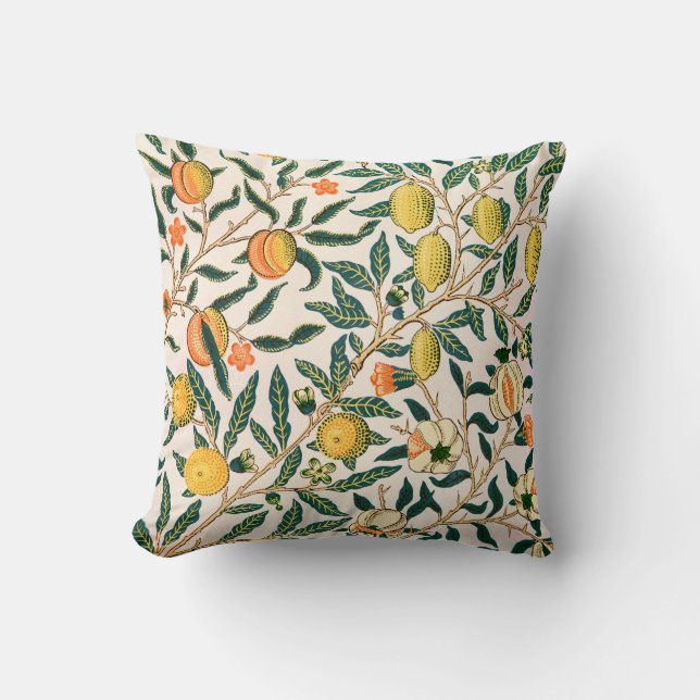 William Morris Fruit Pomegranate White Ornament Kudde (Framsida)
