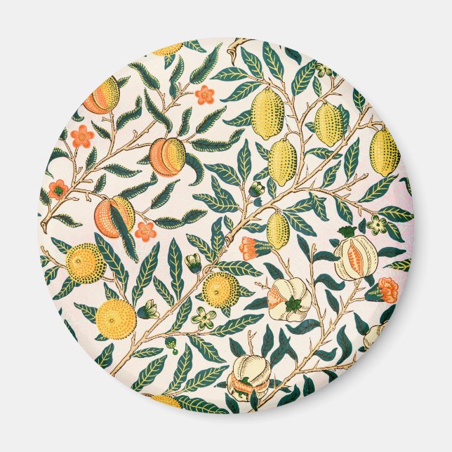 William Morris Fruit Pomegranate White Ornament Magnet (Framsidan)