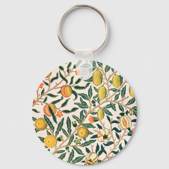 William Morris Fruit Pomegranate White Ornament Nyckelring (Framsida)