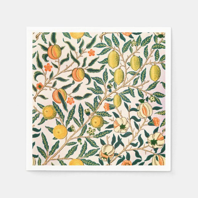 William Morris Fruit Pomegranate White Ornament Pappersservett (Framsidan)