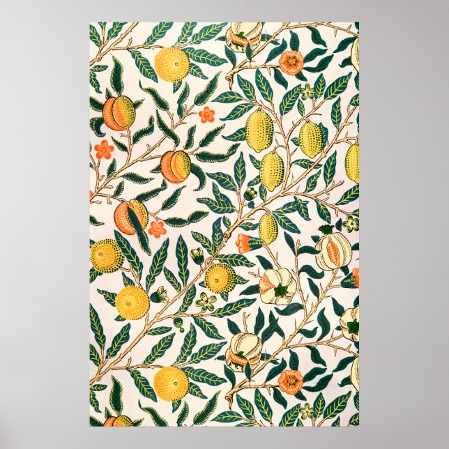 William Morris Fruit Pomegranate White Ornament Poster (Framsidan)