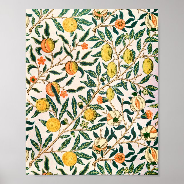 William Morris Fruit Pomegranate White Ornament Poster (Framsidan)