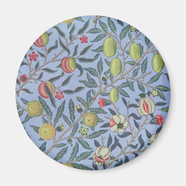 William Morris frukt Granatäpple Blå Ornament Magnet (Framsidan)