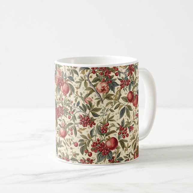 William Morris frukt granatäpple blommönster Kaffemugg (Framsida höger)