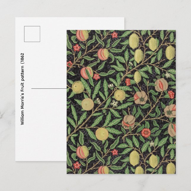 William Morris fruktmönster (1862)  Vykort (Fram/baksida)