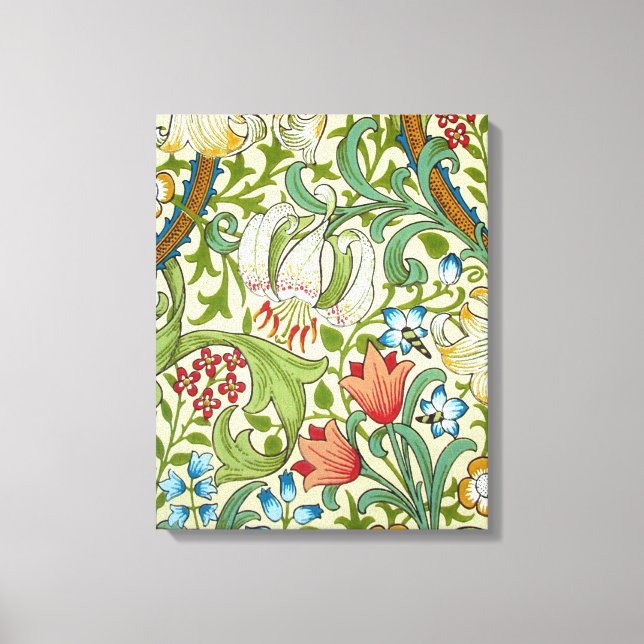 William Morris Garden Lily Tapet Fine Art Canvastryck (Framsida)