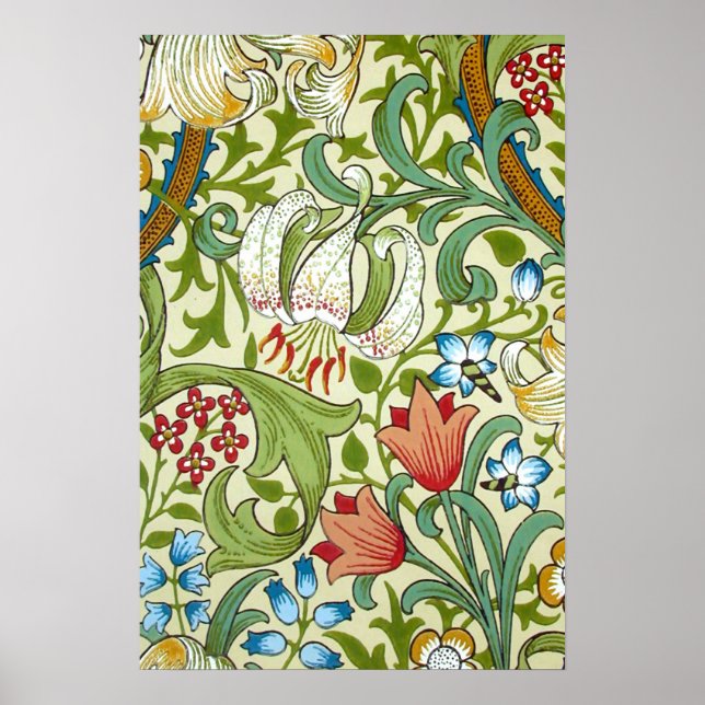 William Morris Garden Lily Tapet Fine Art Poster (Framsidan)