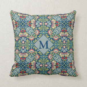 William Morris Geometric Monogrammed Mönster Kudde