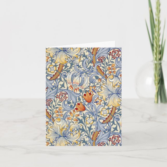 William Morris Gold Lily Folded Note Card Anteckningskort (Framsida)