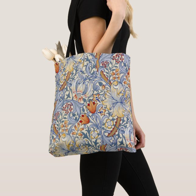 William Morris Gold Lily viktorianskt tapet Tygkasse (Närbild)