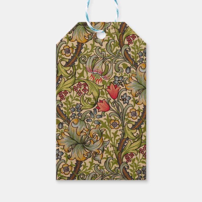 William Morris Golden Lily Antique Presentetikett (Framsidan)