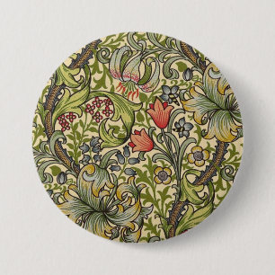 William Morris Golden Lily återställde Mönster Knapp