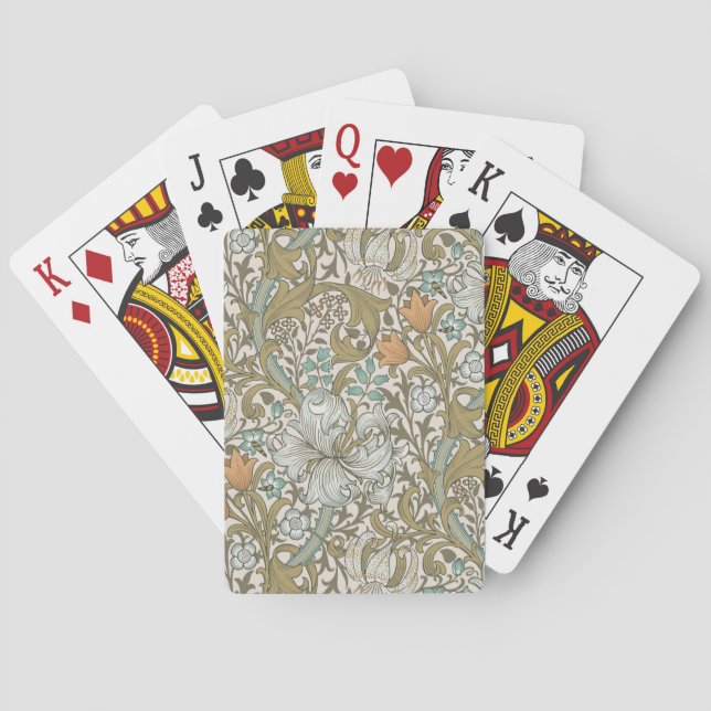 William Morris Golden Lily Blå Guld Klassisk Casinokort (Baksidan)
