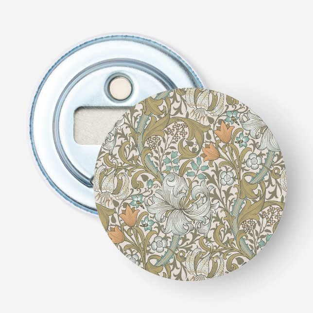 William Morris Golden Lily Blå Guld Klassisk Flasköppnare (Framsidan)