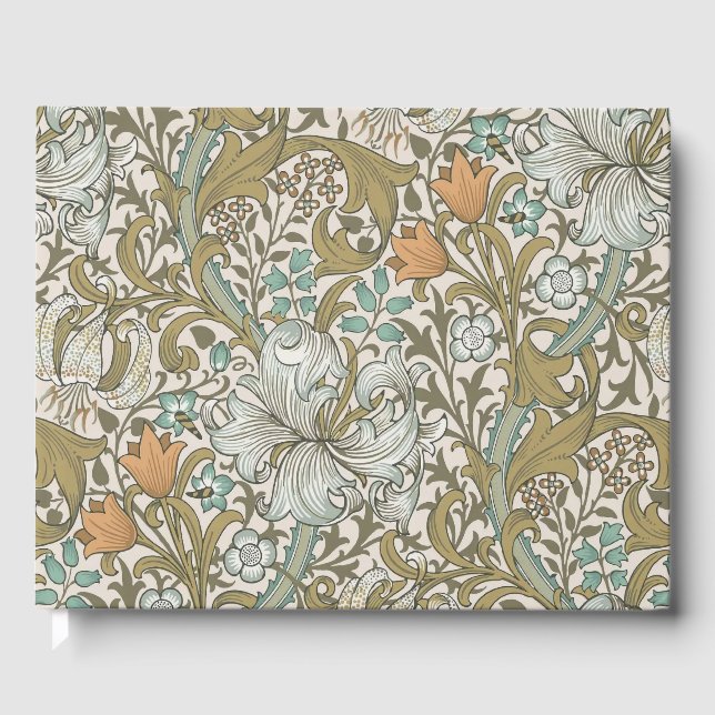 William Morris Golden Lily Blå Guld Klassisk Gästböcker (Framsida)