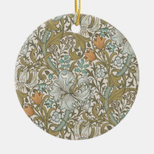 William Morris Golden Lily Blå Guld Klassisk Julgransprydnad Keramik