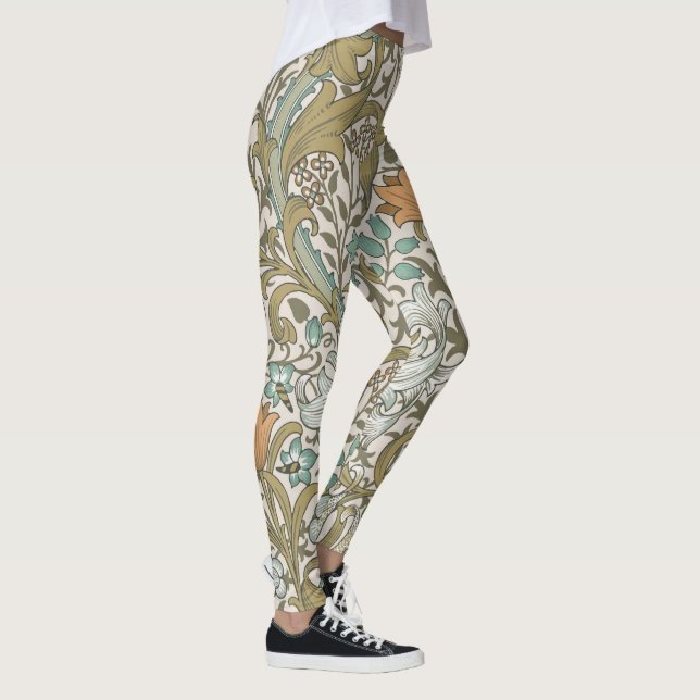 William Morris Golden Lily Blå Guld Klassisk Leggings (Höger)