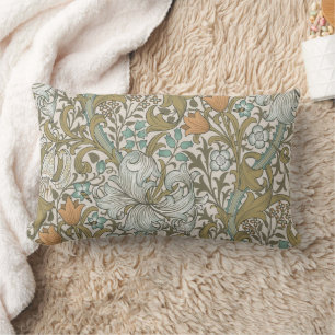 William Morris Golden Lily Blå Guld Klassisk Lumbarkudde