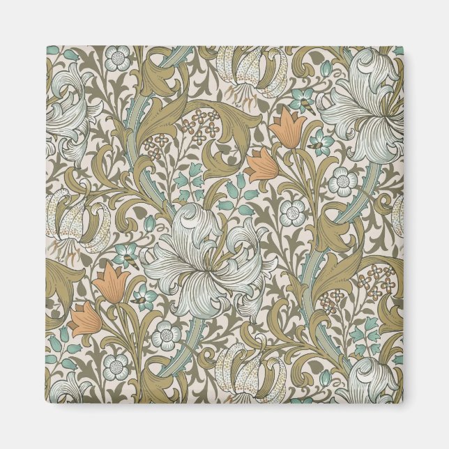 William Morris Golden Lily Blå Guld Klassisk Magnet (Framsidan)