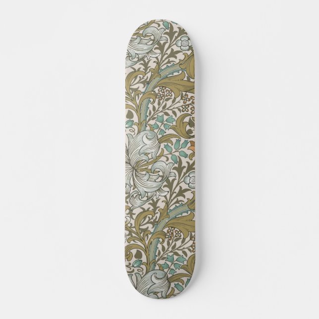 William Morris Golden Lily Blå Guld Klassisk Mini Skateboard Bräda 18,5 Cm (Framsida)