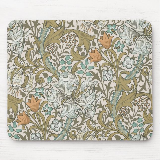 William Morris Golden Lily Blå Guld Klassisk Musmatta (Framsidan)