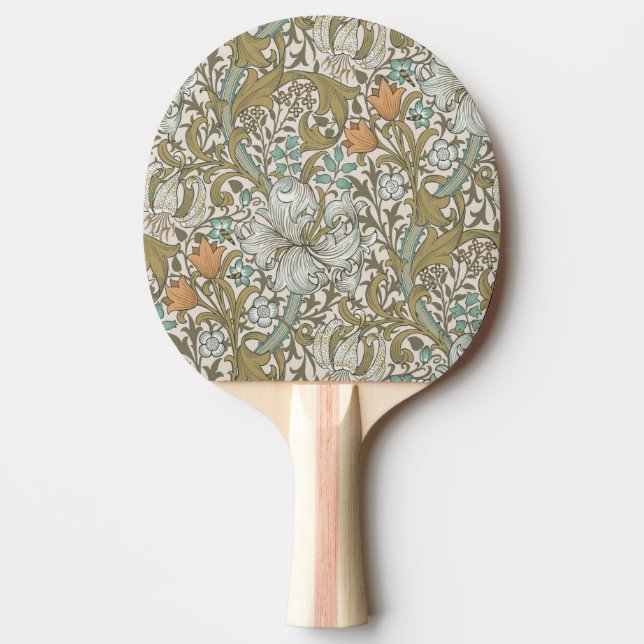 William Morris Golden Lily Blå Guld Klassisk Pingisracket (Framsidan)