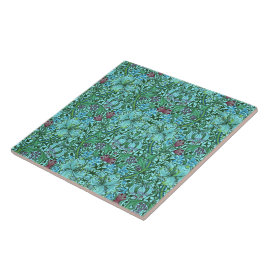 William Morris Golden Lily Blommigt Flowers Blue Kakelplatta