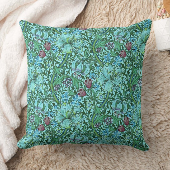 William Morris Golden Lily Blommigt Flowers Blue Kudde (Filt)