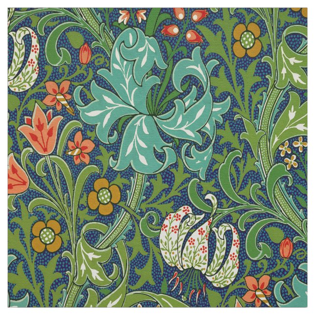 William Morris Golden Lily Blommigt Mönster Tyg (Provkarta)