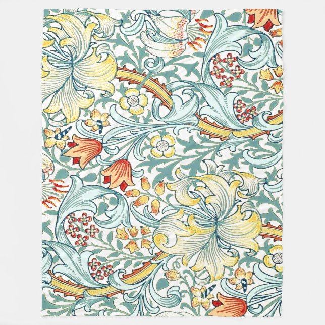 William Morris Golden Lily Blommönster Fleecefilt (Framsidan)