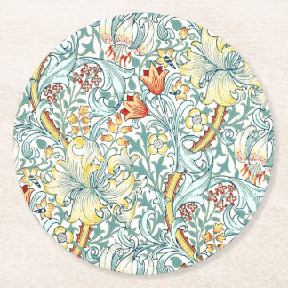 William Morris Golden Lily Blommönster Underlägg Papper Rund