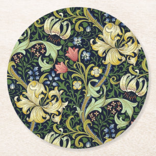 William Morris Golden Lily Blommönster Underlägg Papper Rund