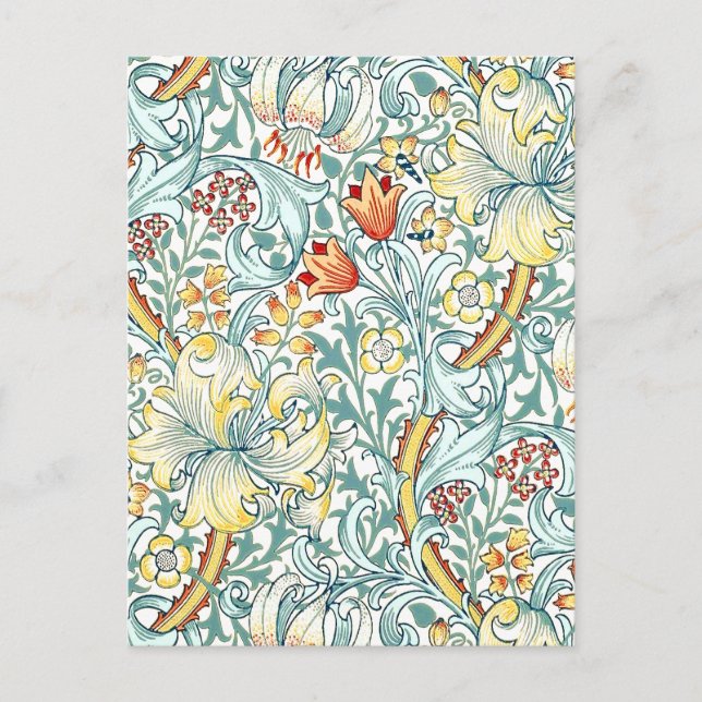 William Morris Golden Lily Blommönster Vykort (Framsida)