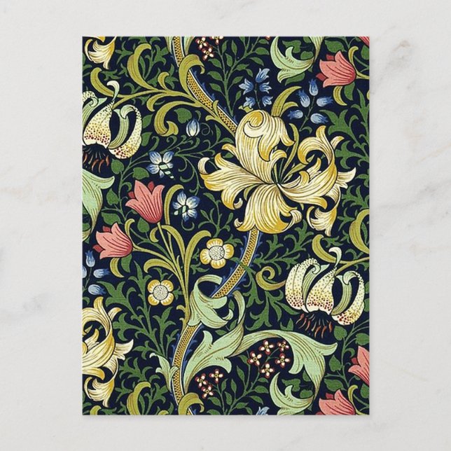 William Morris Golden Lily Blommönster Vykort (Framsida)