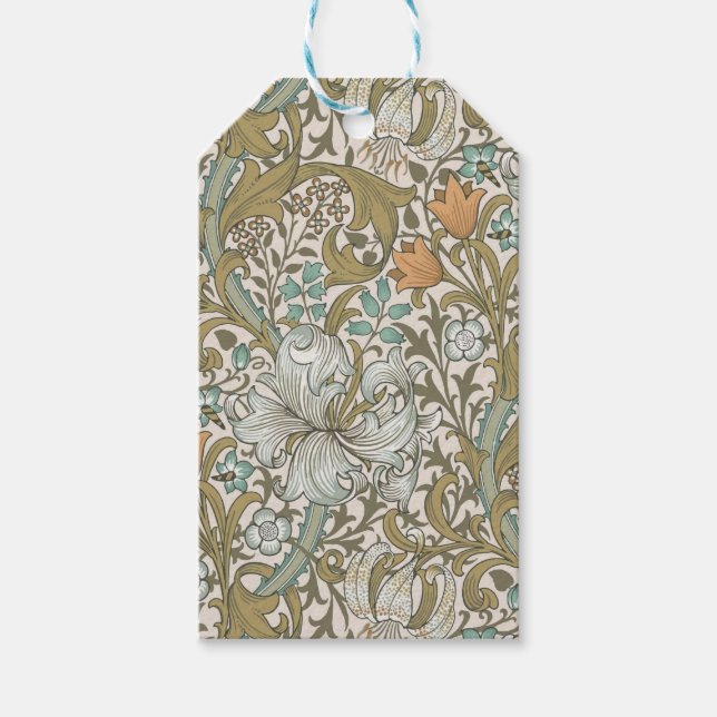 William Morris Golden Lily Blue Guld Classic Presentetikett (Framsidan)