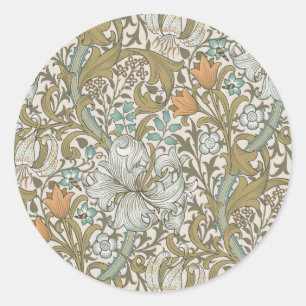 William Morris Golden Lily Blue Guld Classic Runt Klistermärke