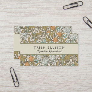 William Morris Golden Lily Blue Guld Classic Visitkort