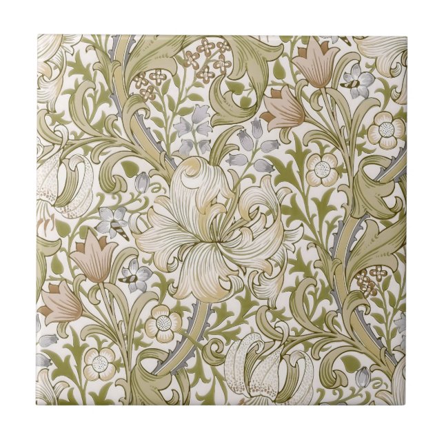 William Morris Golden Lily Garden Flower Classic Kakelplatta (Framsidan)