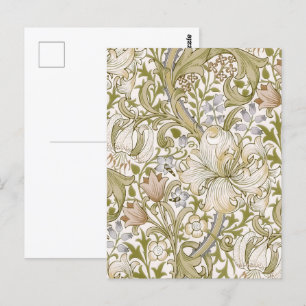 William Morris Golden Lily Garden Flower Classic Vykort