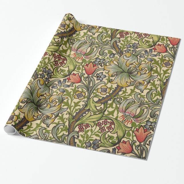 William Morris Golden Lily Presentpapper (Utrullad)