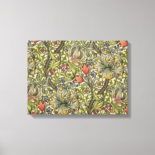 William Morris Golden Lily Restured Mönster Canvastryck (Framsida)