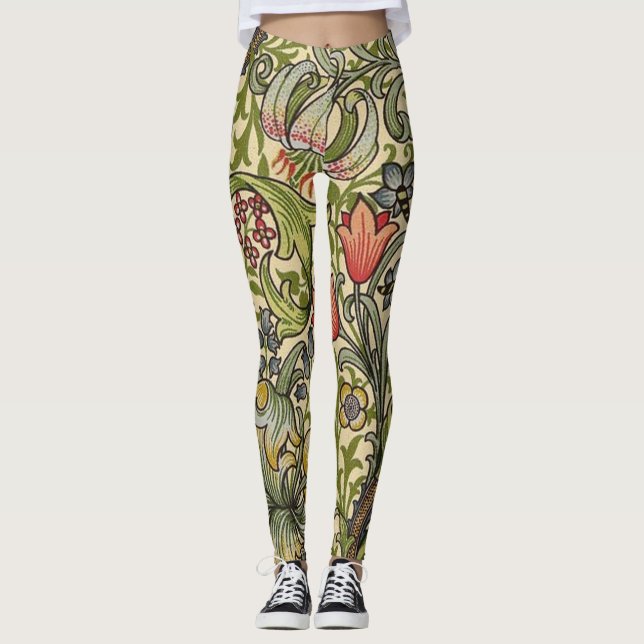 William Morris Golden Lily Restured Mönster Leggings (Framsida)