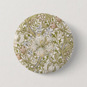 William Morris Golden Lily Trädgård Blomma Klassik Knapp