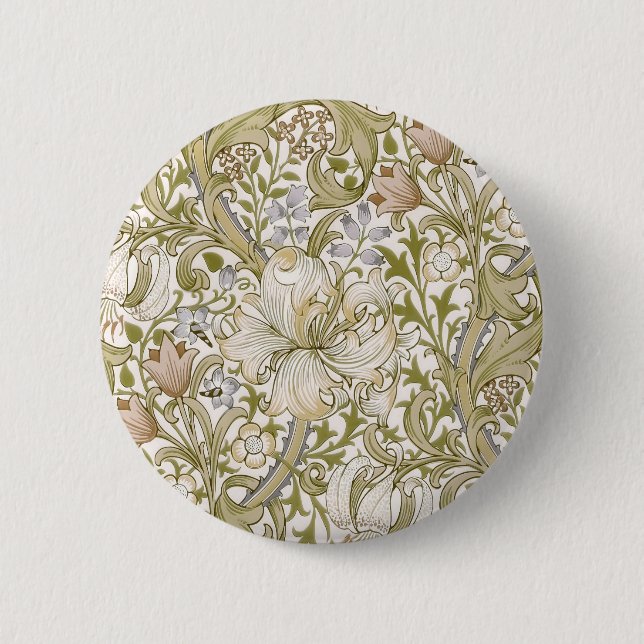 William Morris Golden Lily Trädgård Blomma Klassik Knapp (Framsida)