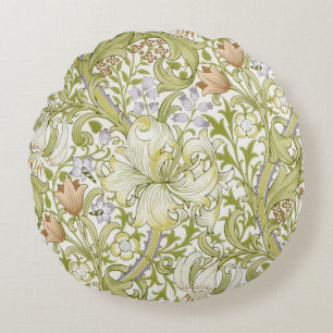 William Morris Golden Lily Trädgård Blomma Klassik Rund Kudde
