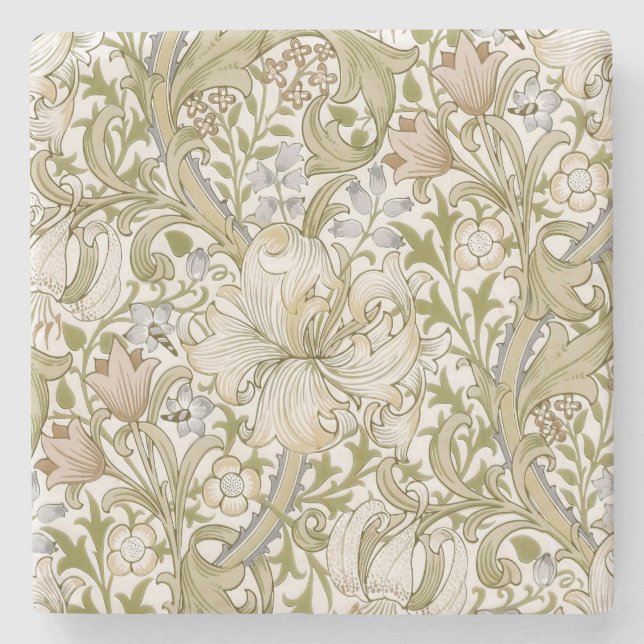 William Morris Golden Lily Trädgård Blomma Klassis Stenunderlägg (Framsidan)