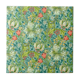 William Morris Golden Lily Vintage Blommigt Design Kakelplatta